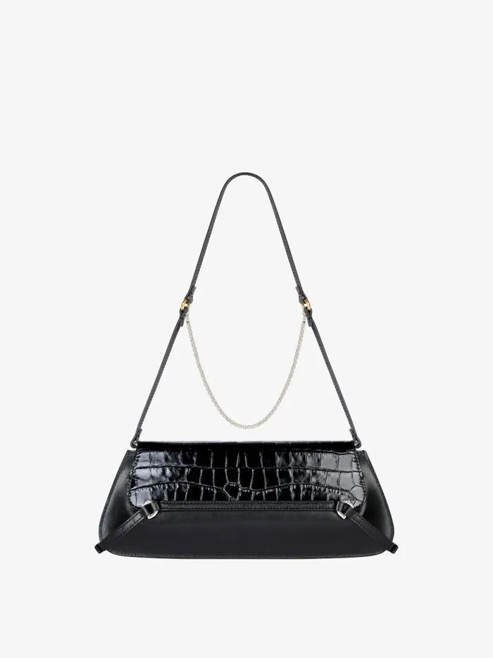 Voyou Clutch Bag In Crocodile Effect Leather Black Women Givenchy Shoulder Bags