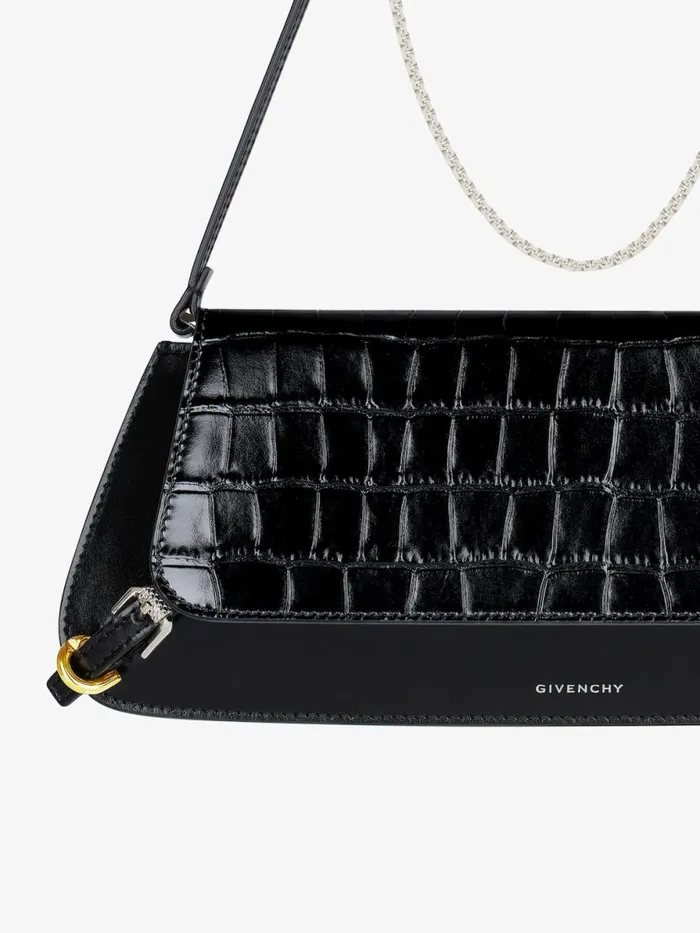Voyou Clutch Bag In Crocodile Effect Leather Black Women Givenchy Shoulder Bags
