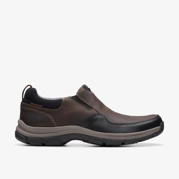 Walpath Step Dark Brown Leather Men Clarks Loafers and Slip Ons
