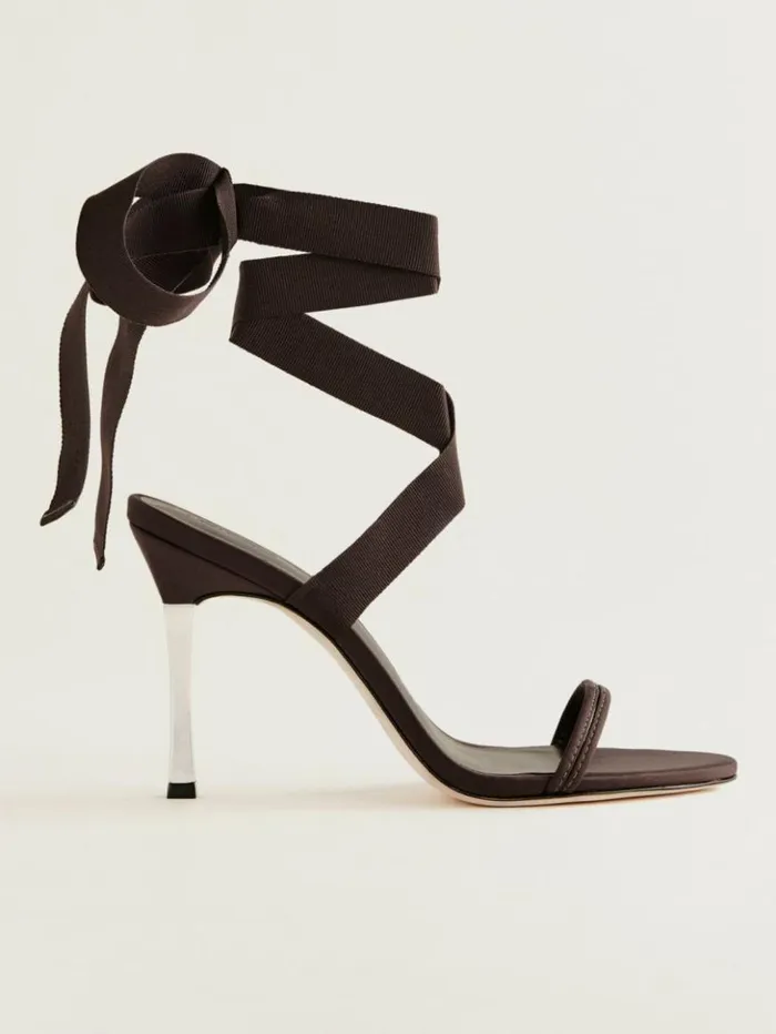 WeddingsShoes The Reformation Louisada Strappy Sandal Espresso Satin