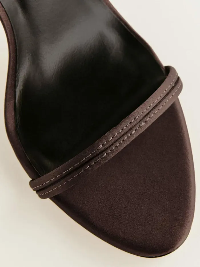 WeddingsShoes The Reformation Louisada Strappy Sandal Espresso Satin