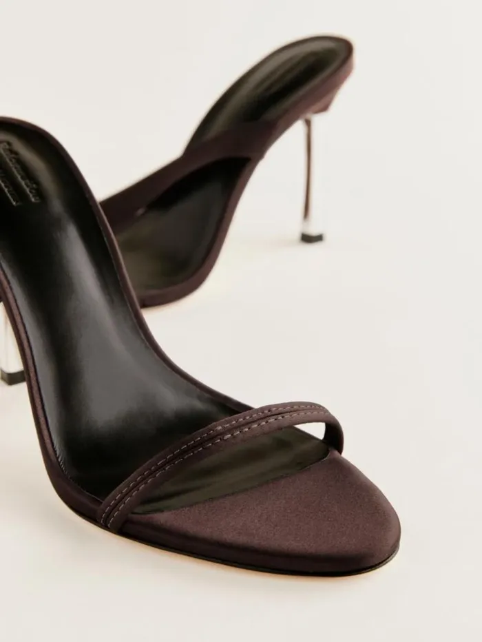 WeddingsShoes The Reformation Louisada Strappy Sandal Espresso Satin