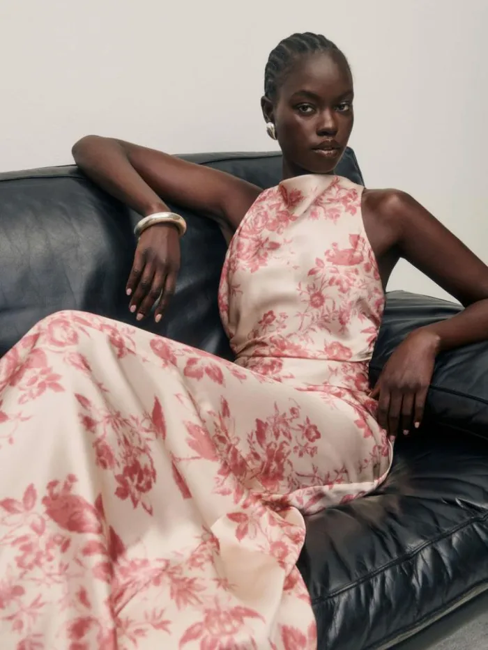 Weddings The Reformation Anaiis Silk Dress Cameo Rose