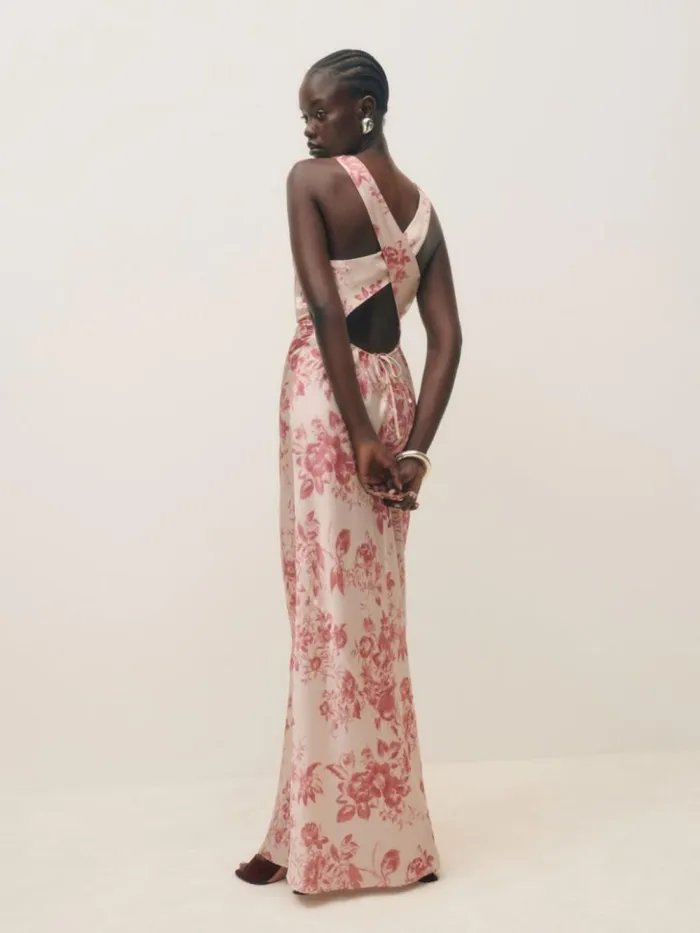 Weddings The Reformation Anaiis Silk Dress Cameo Rose