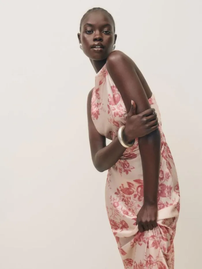 Weddings The Reformation Anaiis Silk Dress Cameo Rose