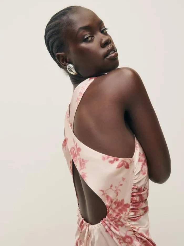 Weddings The Reformation Anaiis Silk Dress Cameo Rose