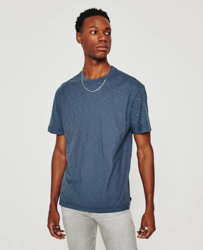 Wesley Crew Stone Dot Navy Multi Men AG Jeans Tees