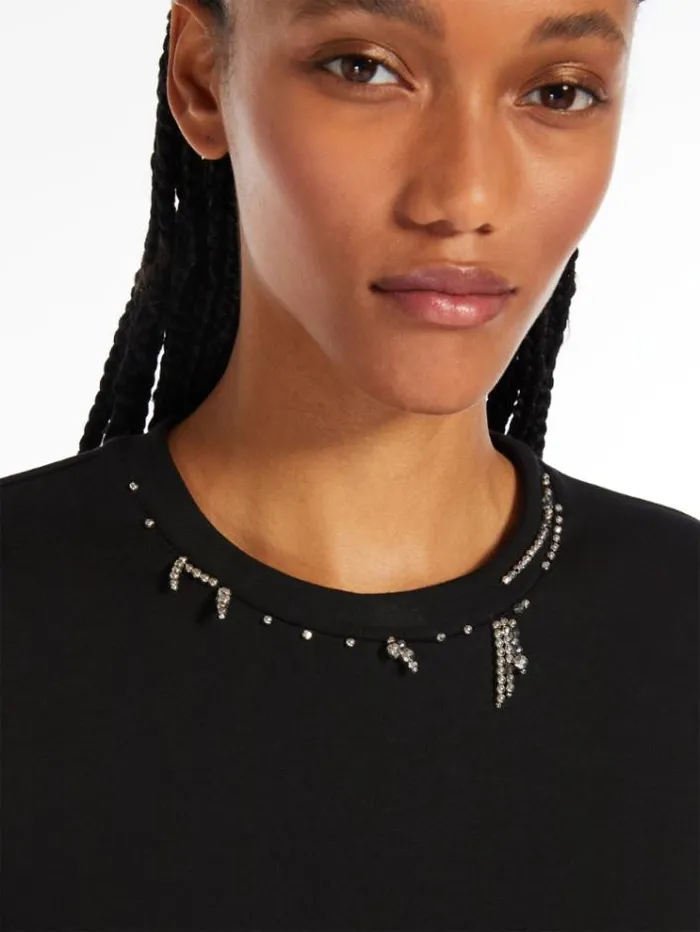 Woman Beaded Jersey Tshirt Black Maxmara Tshirts Woman Beaded Jersey Tshirt Black Maxmara Tshirts