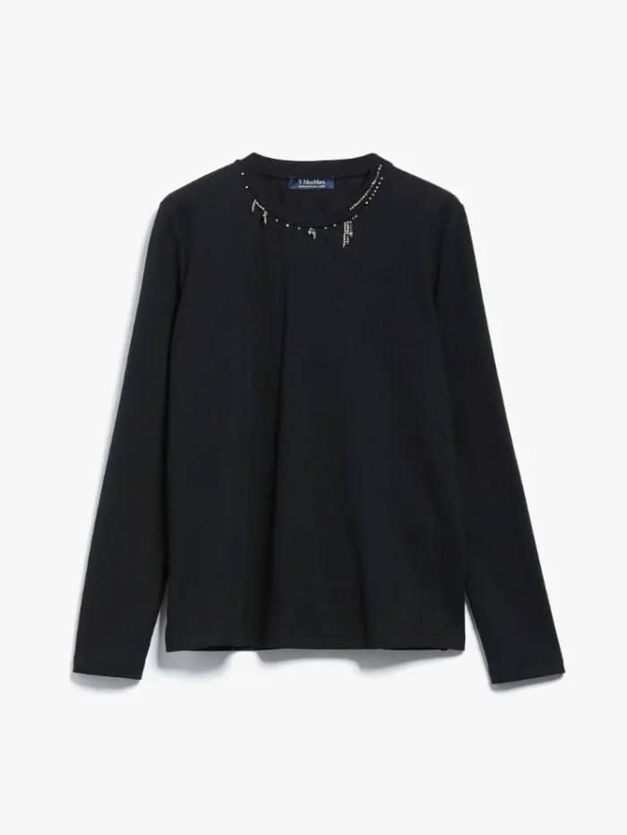 Woman Beaded Jersey Tshirt Black Maxmara Tshirts Woman Beaded Jersey Tshirt Black Maxmara Tshirts