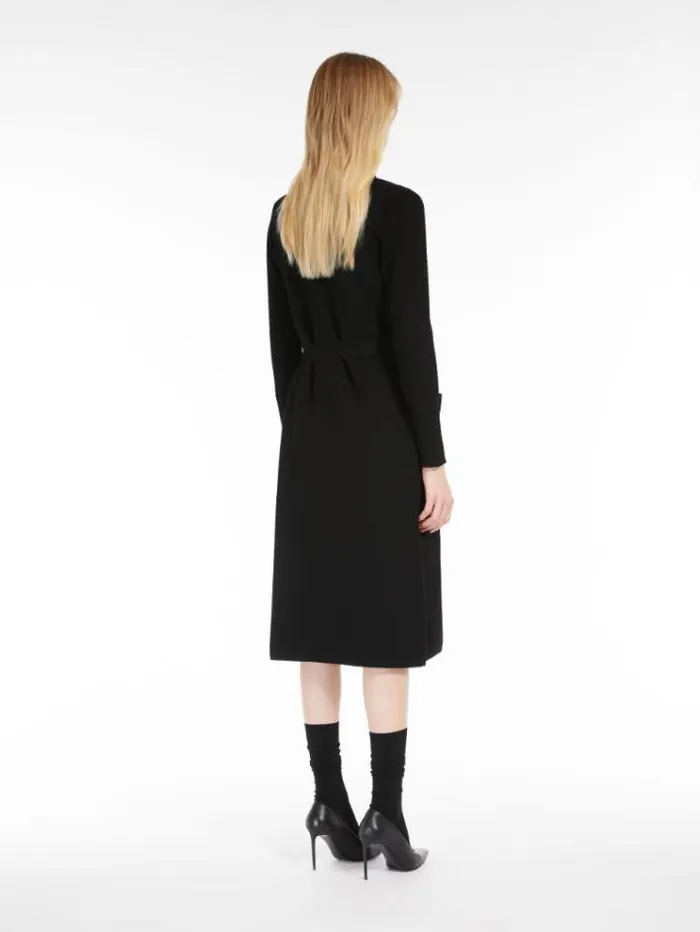 Woman Beltadorned Long Knitted Heavy Jacket Black Maxmara Knitwear And Sweatshirts Woman Beltadorned Long Knitted Heavy Jacket Black Maxmara Knitwear And Sweatshirts