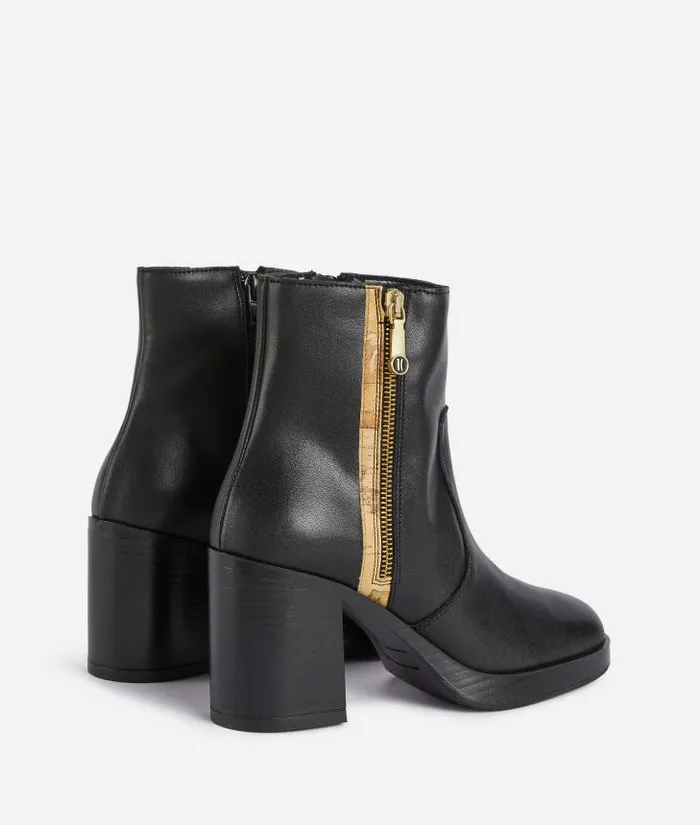 Woman Boots and Booties Alviero Martini Smooth Leather Heeled Ankle Boots With 1c Zip Detail Black