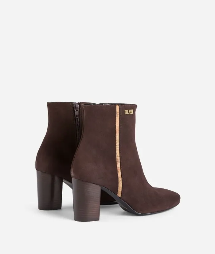 Woman Boots and Booties Alviero Martini Suede Ankle Boots With 1 Classe Logo Brown
