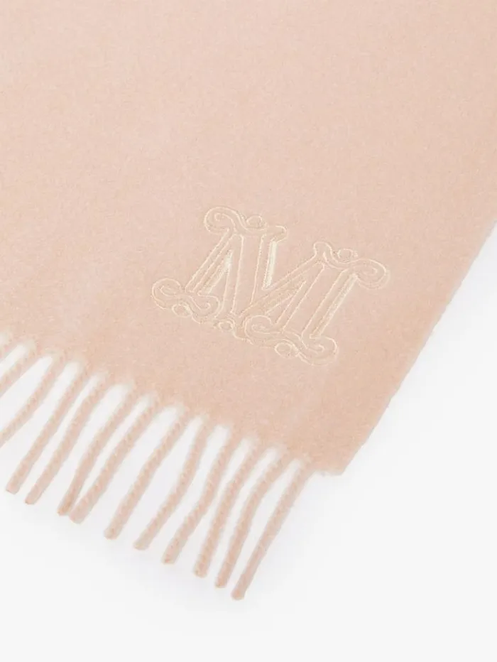 Woman Cashmere Stole With Embroidery Pink Maxmara Scarves And Foulards