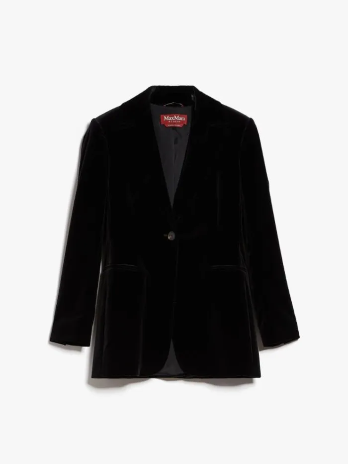 Woman Cotton Velvet Blazer Black Maxmara Suit