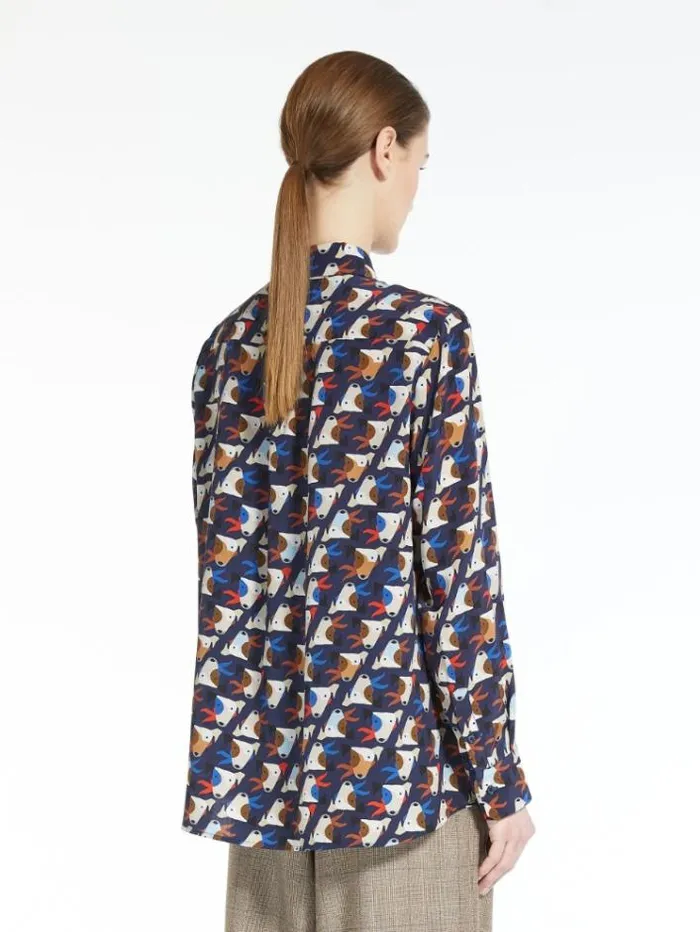 Woman Crepe De Chine Shirt Ultramarine Maxmara Shirts And Tops Woman Crepe De Chine Shirt Ultramarine Maxmara Shirts And Tops