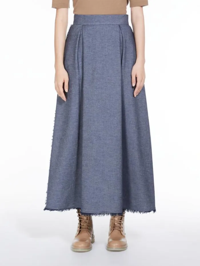 Woman Denimlook Cotton Skirt Midnightblue Maxmara Skirts