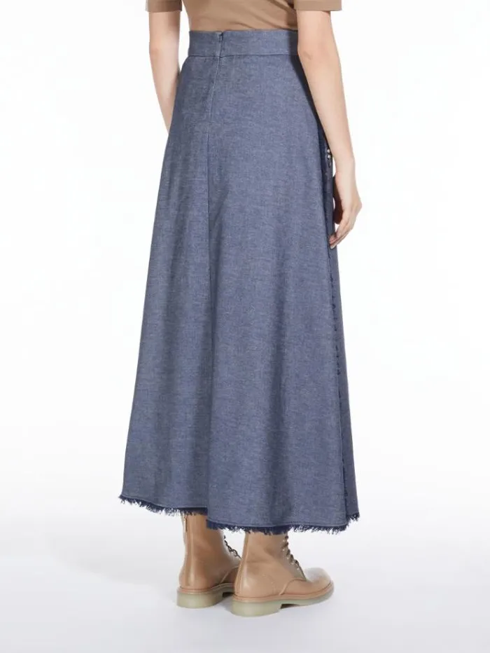 Woman Denimlook Cotton Skirt Midnightblue Maxmara Skirts Woman Denimlook Cotton Skirt Midnightblue Maxmara Skirts