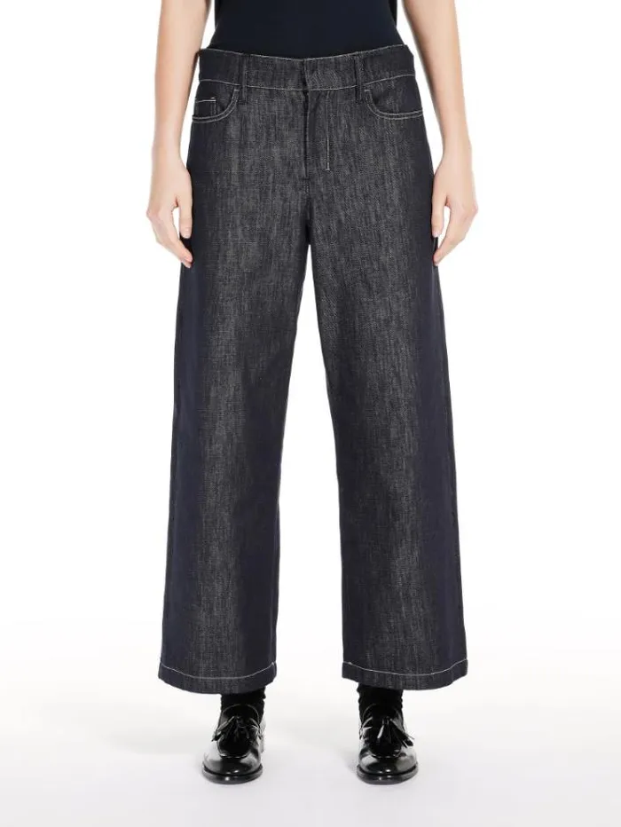 Woman Denimlook Fabric Trousers Midnightblue Maxmara Trousers