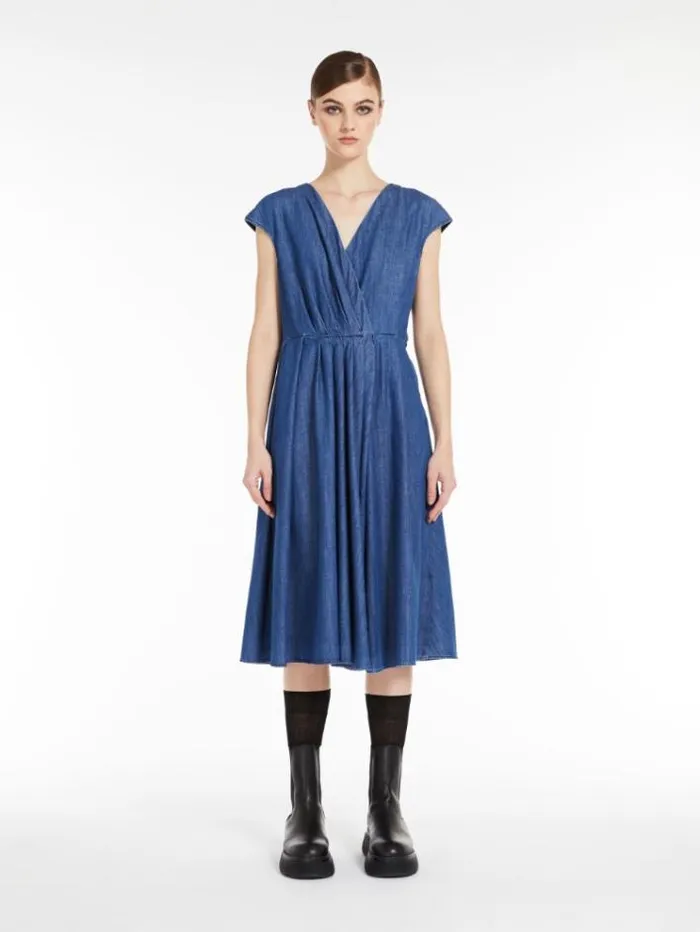 Woman Denim Wrap Dress Navy Maxmara Dresses