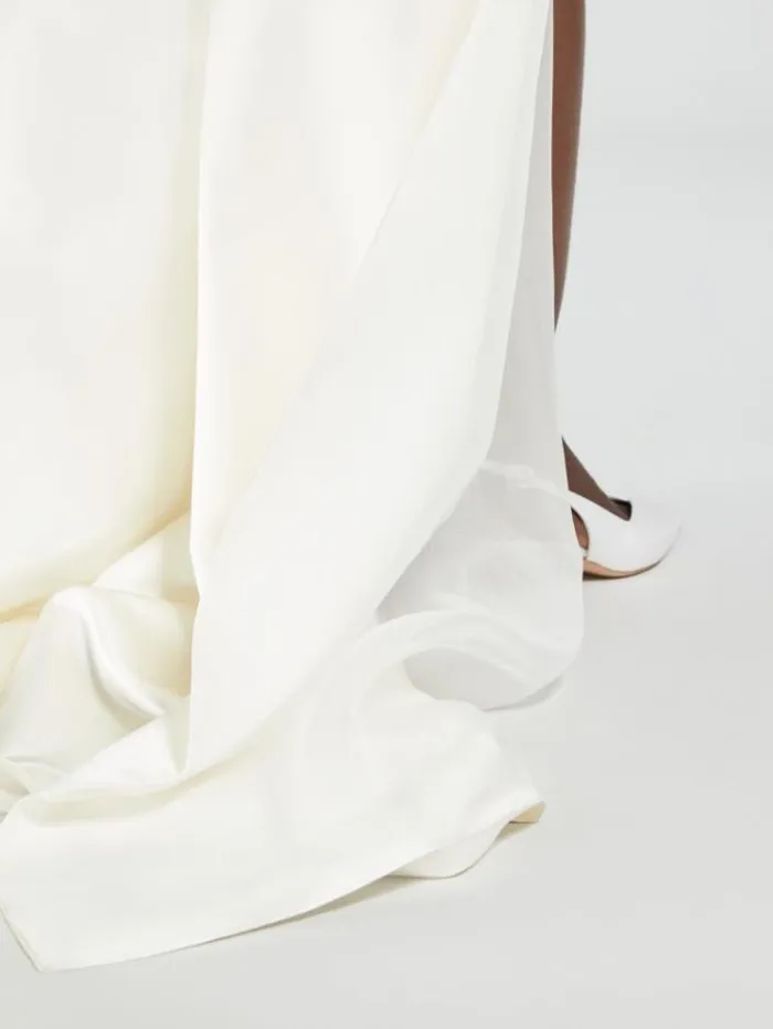 Woman Fishtail In Duchess Silk Optical White Maxmara Bridal Accessories Woman Fishtail In Duchess Silk Optical White Maxmara Bridal Accessories