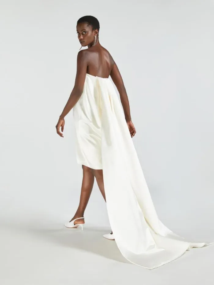 Woman Fishtail In Duchess Silk Optical White Maxmara Bridal Accessories Woman Fishtail In Duchess Silk Optical White Maxmara Bridal Accessories
