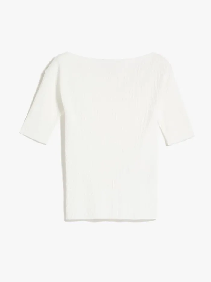 Woman Knit Top In Ribbed Viscose Yarn White Maxmara Knitwear And Sweatshirts Woman Knit Top In Ribbed Viscose Yarn White Maxmara Knitwear And Sweatshirts