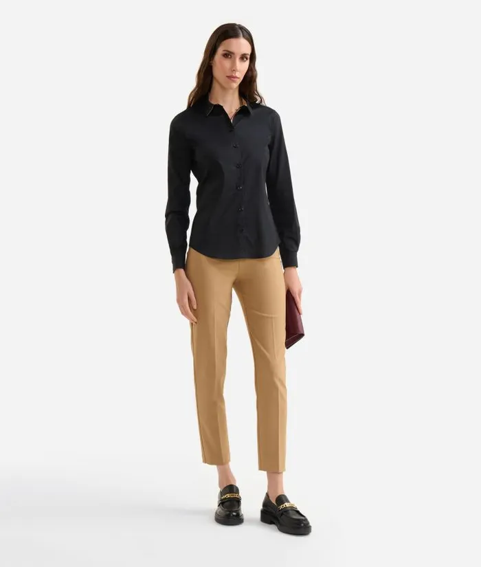 Woman Knitwears Shirts and Tops Alviero Martini Stretch Cotton Poplin Office Shirt Black Woman Knitwears Shirts and Tops Alviero Martini Stretch Cotton Poplin Office Shirt Black