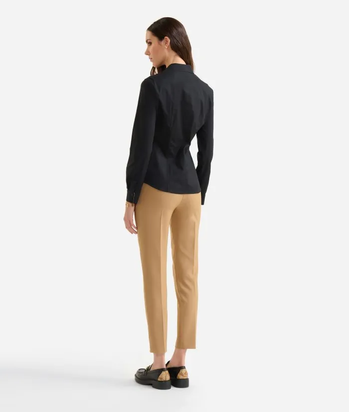Woman Knitwears Shirts and Tops Alviero Martini Stretch Cotton Poplin Office Shirt Black