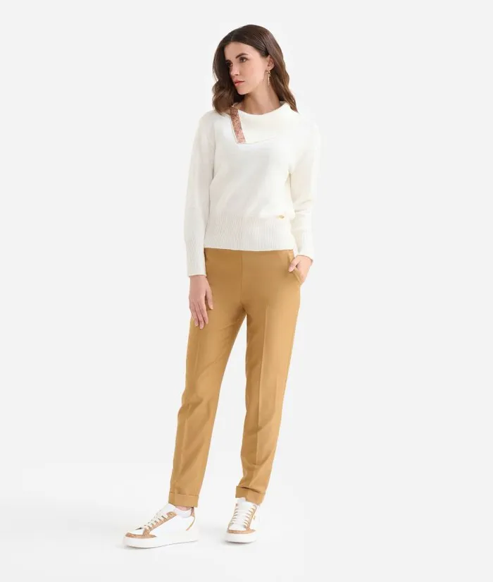 Woman Knitwears Shirts and Tops Alviero Martini WoolAlpaca Blend Yarn Wide Collar Sweater Wool White Woman Knitwears Shirts and Tops Alviero Martini WoolAlpaca Blend Yarn Wide Collar Sweater Wool White