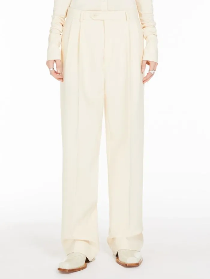 Woman Lowrise Boyfriend Trousers Ivory Maxmara Trousers