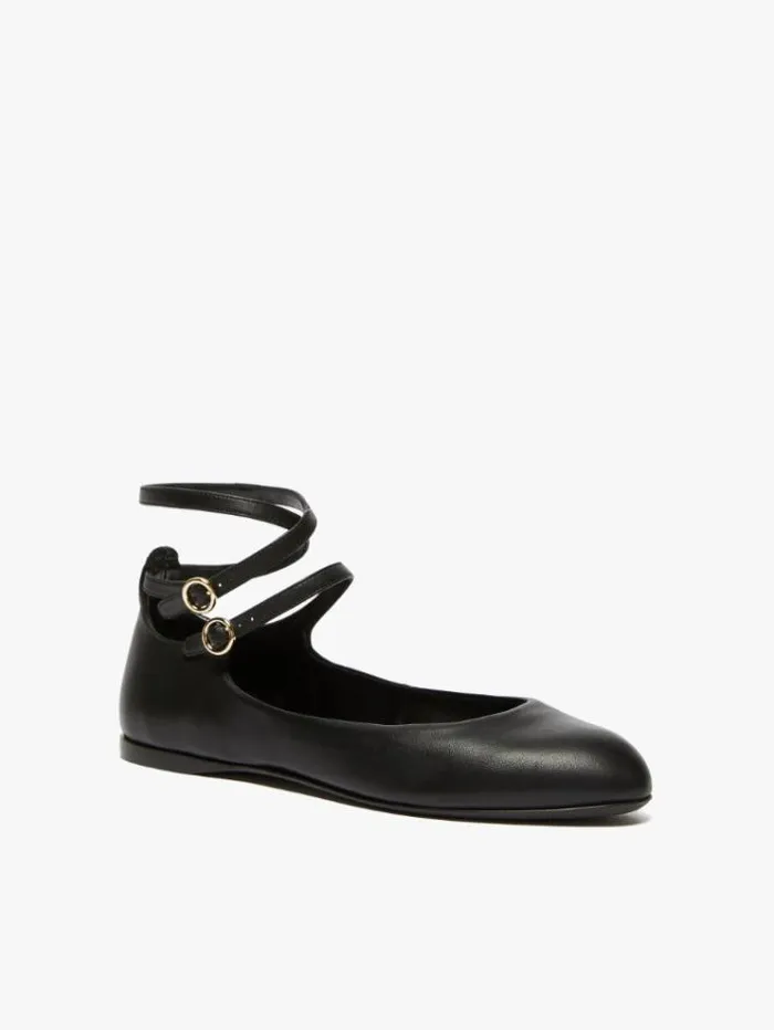 Woman Nappa Leather Ballet Flats Black Maxmara Flat Shoes