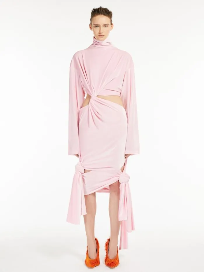 Woman Open Detailadorned Velvet Dress Sugaredalmond Rose Maxmara Dresses