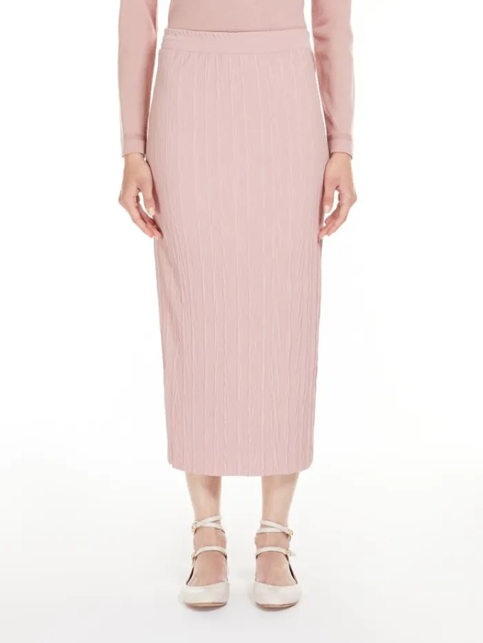 Woman Pleated Jersey Pencil Skirt Pink Maxmara Skirts