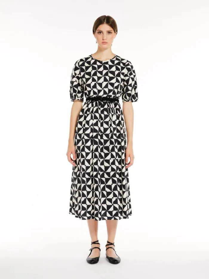 Woman Printed Poplin Dress Midnightblue Maxmara Dresses