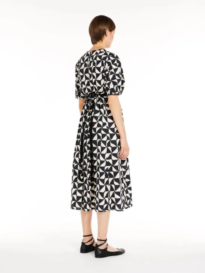 Woman Printed Poplin Dress Midnightblue Maxmara Dresses Woman Printed Poplin Dress Midnightblue Maxmara Dresses