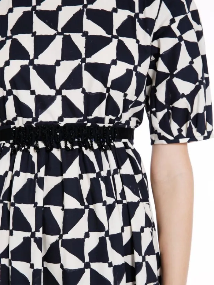 Woman Printed Poplin Dress Midnightblue Maxmara Dresses Woman Printed Poplin Dress Midnightblue Maxmara Dresses