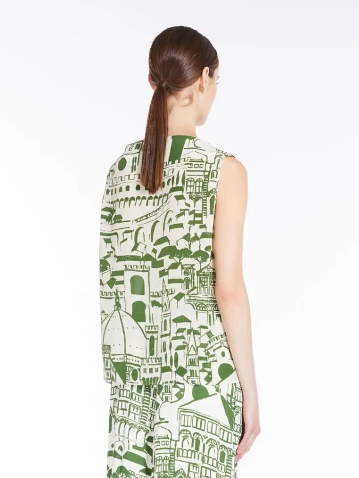 Woman Printed Silk Top Green Maxmara Shirts And Tops Woman Printed Silk Top Green Maxmara Shirts And Tops