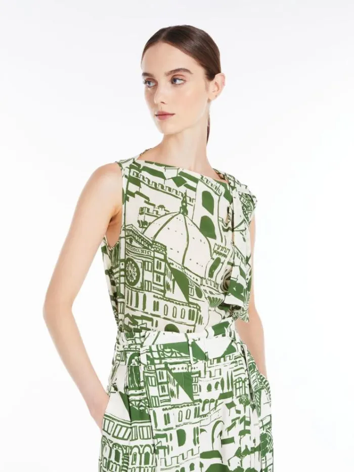 Woman Printed Silk Top Green Maxmara Shirts And Tops Woman Printed Silk Top Green Maxmara Shirts And Tops
