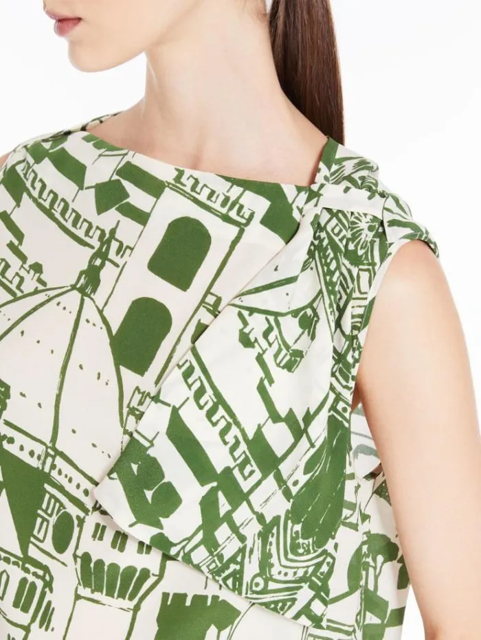 Woman Printed Silk Top Green Maxmara Shirts And Tops Woman Printed Silk Top Green Maxmara Shirts And Tops