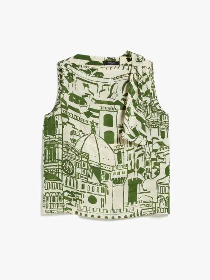 Woman Printed Silk Top Green Maxmara Shirts And Tops Woman Printed Silk Top Green Maxmara Shirts And Tops
