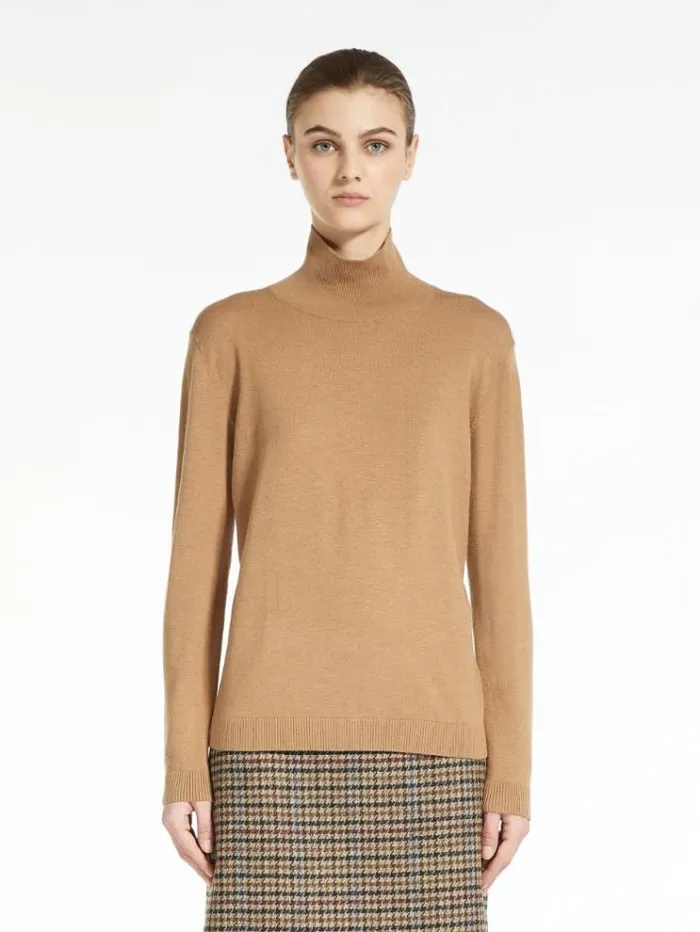 Woman Silk And Wool Yarn Sweater Camel Maxmara Knitwear And Sweatshirts