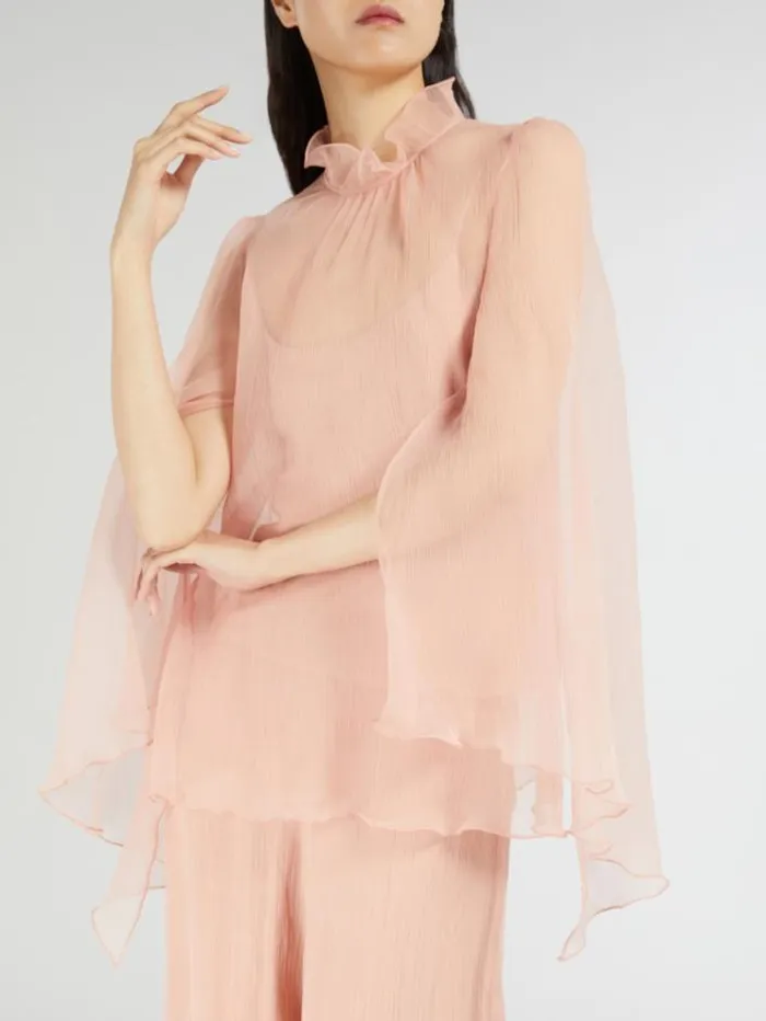 Woman Silk Crepon Blouse Powder Maxmara Shirts And Tops Woman Silk Crepon Blouse Powder Maxmara Shirts And Tops