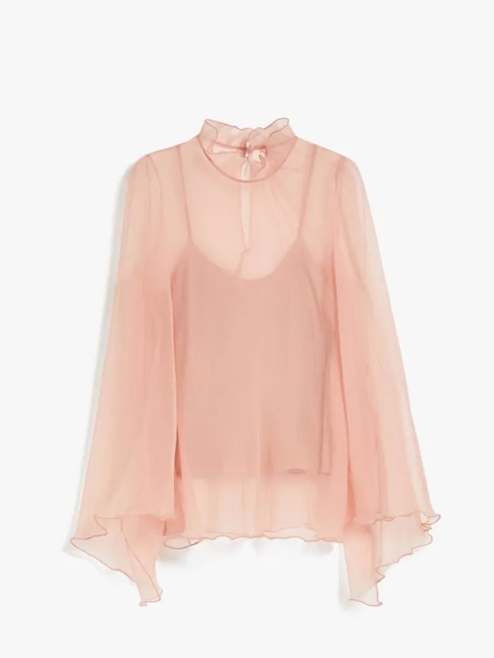 Woman Silk Crepon Blouse Powder Maxmara Shirts And Tops Woman Silk Crepon Blouse Powder Maxmara Shirts And Tops