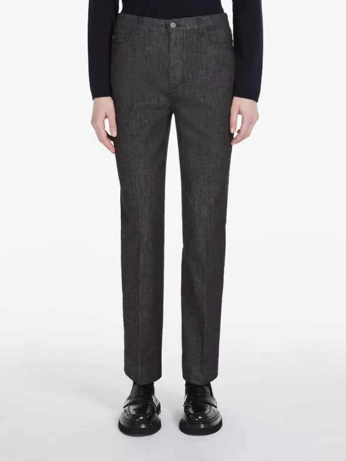 Woman Slim Denim Trousers Black Maxmara Trousers