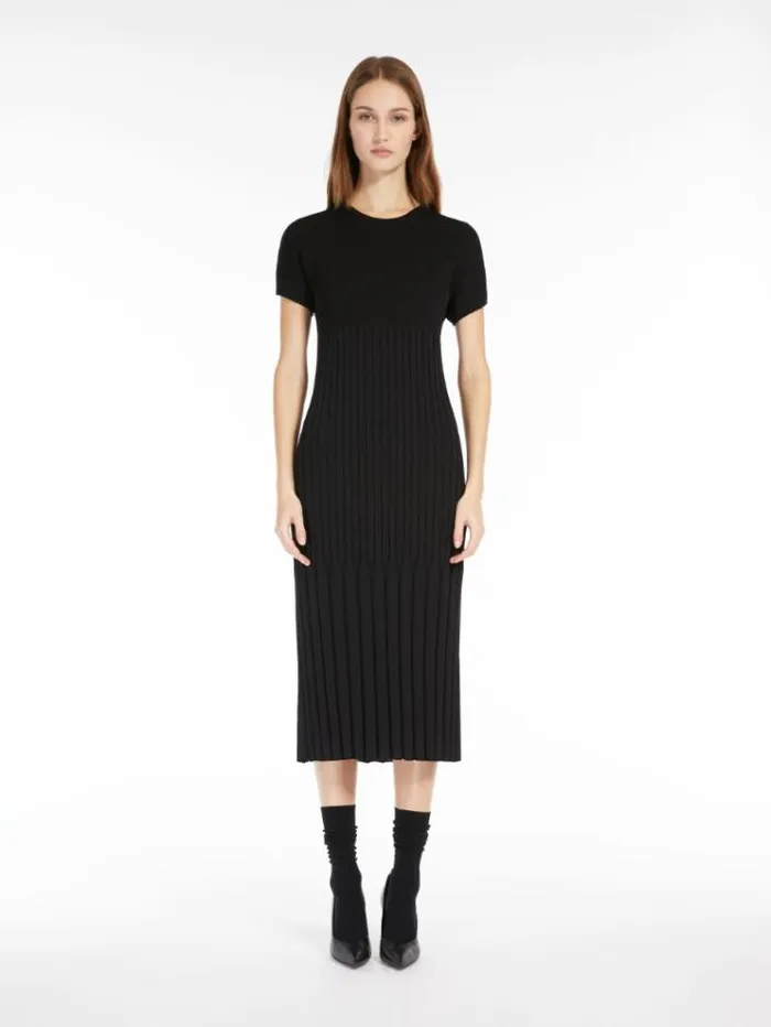 Woman Slimfit Viscoseknit Dress Black Maxmara Dresses