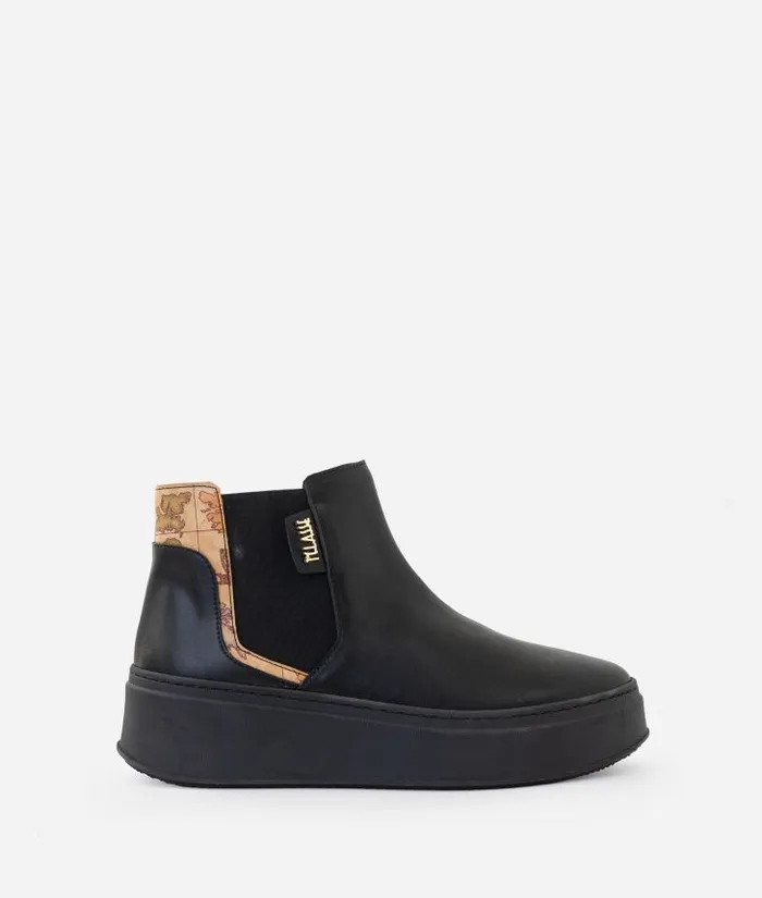 Woman Sneakers Alviero Martini Smooth Leather Chelsea Boots With Geo Classic Inserts Black Woman Sneakers Alviero Martini Smooth Leather Chelsea Boots With Geo Classic Inserts Black