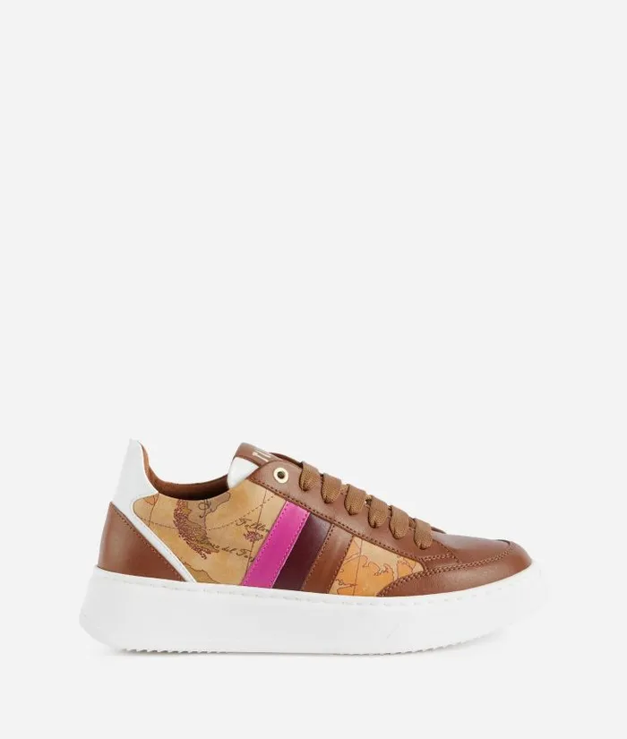 Woman Sneakers Alviero Martini Smooth Leather Sneakers With Lateral Bands Chestnut Woman Sneakers Alviero Martini Smooth Leather Sneakers With Lateral Bands Chestnut