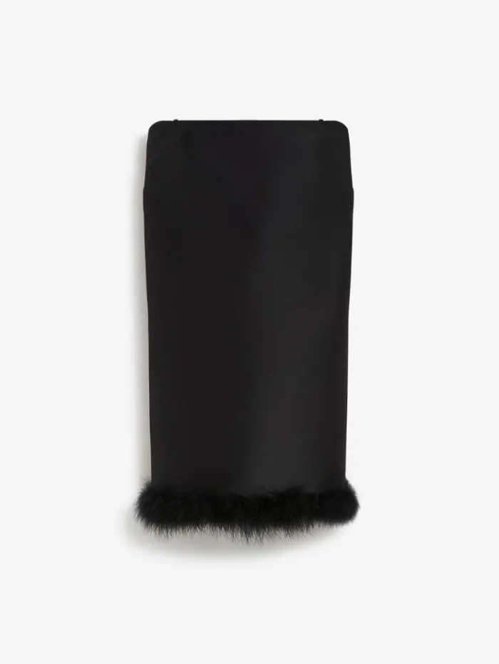 Woman Straight Mini Dress With Feather Insert Black Maxmara Dresses Woman Straight Mini Dress With Feather Insert Black Maxmara Dresses