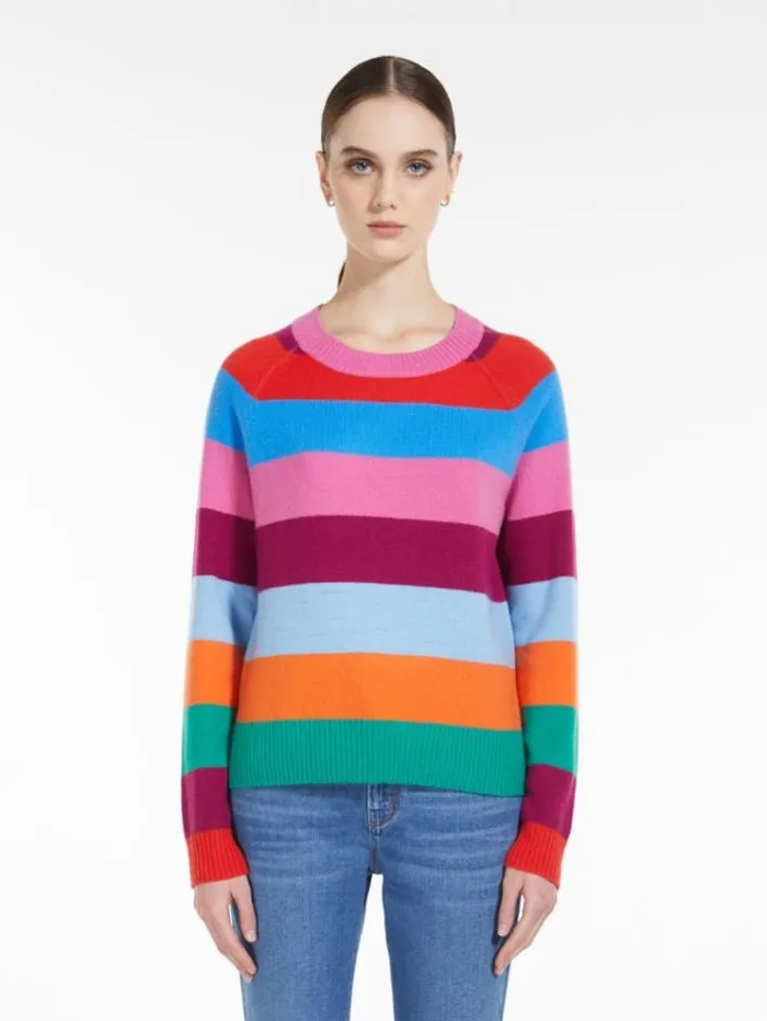 Woman Striped Cashmere Knit Tangerine Maxmara Knitwear And Sweatshirts