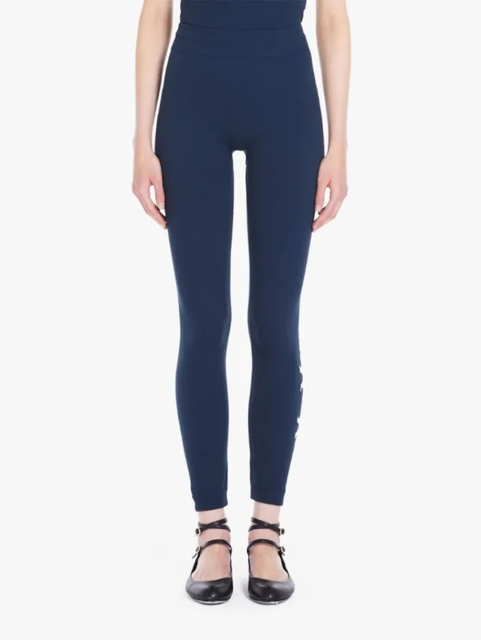 Woman Technical Fabric Logo Leggings Midnightblue Maxmara Hosiery